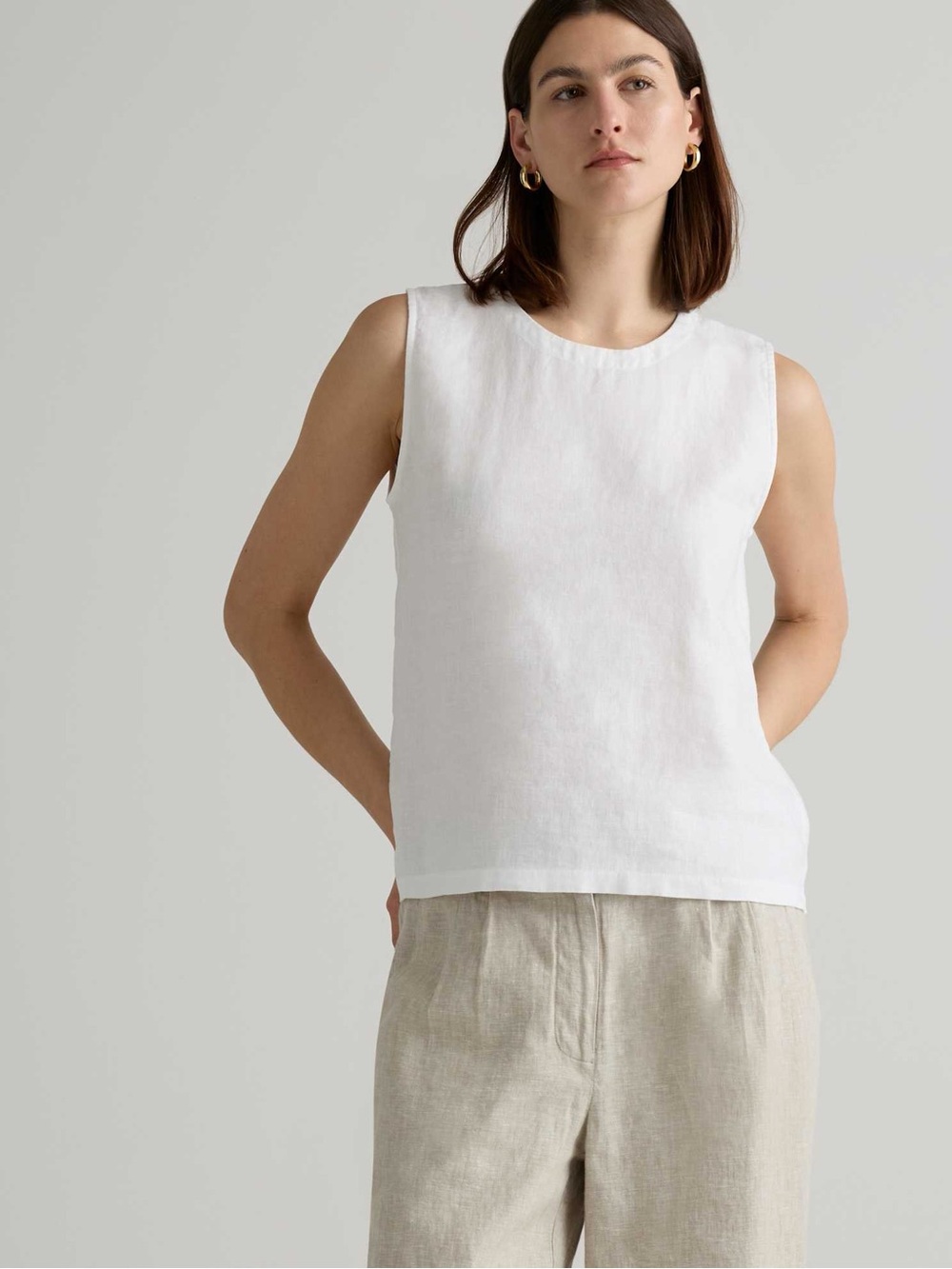 Quince European Linen Tank White Minimalist Quiet Luxury Women’s M NEW
